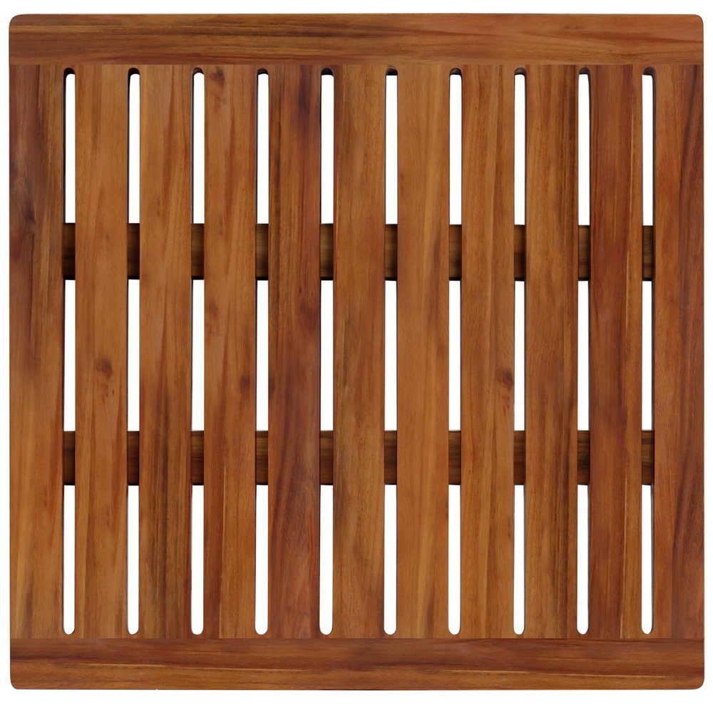 Acacia Wood Shower Mat 21x21 Inches by Demigo, Luxury Bath Mat Non Slip for Bathroom Bathtub Shower Spa Garden Home, Wooden Floor Mat Square Large for Outdoor and Indoor