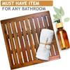 Acacia Wood Shower Mat 21x21 Inches by Demigo, Luxury Bath Mat Non Slip for Bathroom Bathtub Shower Spa Garden Home, Wooden Floor Mat Square Large for Outdoor and Indoor view 4