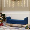 ALISH Storage Bench,Upholstered Storage Ottoman Bench,Modern Bed Bench Entryway Bench with Gold Legs for Bedroom Living Room Blue view 3
