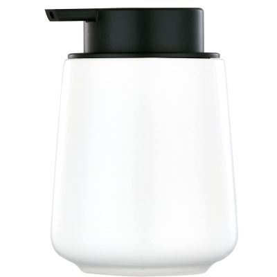 12Oz White Soap Dispenser - Modern Ceramic Lotion Hand Soap Dispenser with Easy-to-Press Black Pump, Reusable and Refillable Liquid Dish Soap Dispensers for Bathroom & Kitchen