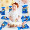 Geyee 100 Pcs Royal Prince Party Favor Bags Plastic Gift Bags Blue Candy Pouches with Ties Treat Goodie Pouches with 150 Pcs Gold Twist Ties for Birthday Party Baby Shower Supplies, 5 x 11 Inch view 3