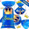 Geyee 100 Pcs Royal Prince Party Favor Bags Plastic Gift Bags Blue Candy Pouches with Ties Treat Goodie Pouches with 150 Pcs Gold Twist Ties for Birthday Party Baby Shower Supplies, 5 x 11 Inch view 4