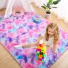 AROGAN Soft Rainbow Area Rugs for Girls Room 5x8 Feet, Fluffy Girls Bedroom Rugs, Princess Rug, Cute Colorful Carpet for Kids Teens Nursery Toddler, Hot Pink view 2