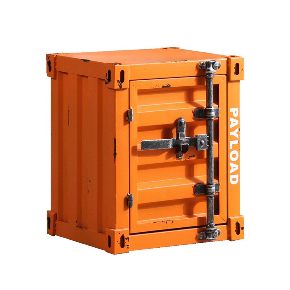 JHSLXD Bedside Table Retro Industrial Style Storage Chests Creative Decorative Cabinet Metal Iron File Cabinets Sundries Box Furniture,Orange Yellow