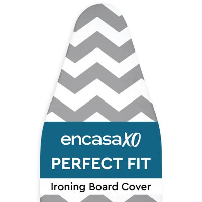 Encasa XO Ironing Board Cover and Pad 54"x18" Standard Size - Thick 3mm Felt Padded Iron Board Cover with Padding, Scorch & Stain Resistant Cotton, Heavy Duty Drawstring, Snug Fit - Zig Zag