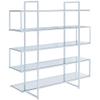 BOWERY HILL 5 Shelf Contemporary Clear Glass Top Bookcase in Chrome view 1