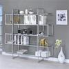 BOWERY HILL 5 Shelf Contemporary Clear Glass Top Bookcase in Chrome view 2