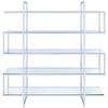 BOWERY HILL 5 Shelf Contemporary Clear Glass Top Bookcase in Chrome view 4