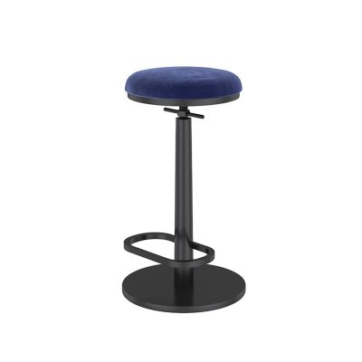 ZDXY Bar Stools Counter Chair Without Backrest Height Adjustable, Rotating Hight Stool with Footrest, Modern Wrought Iron StoolKitchen Island, Bistro, Breakfast Restaurant Stool (Color : Blue)