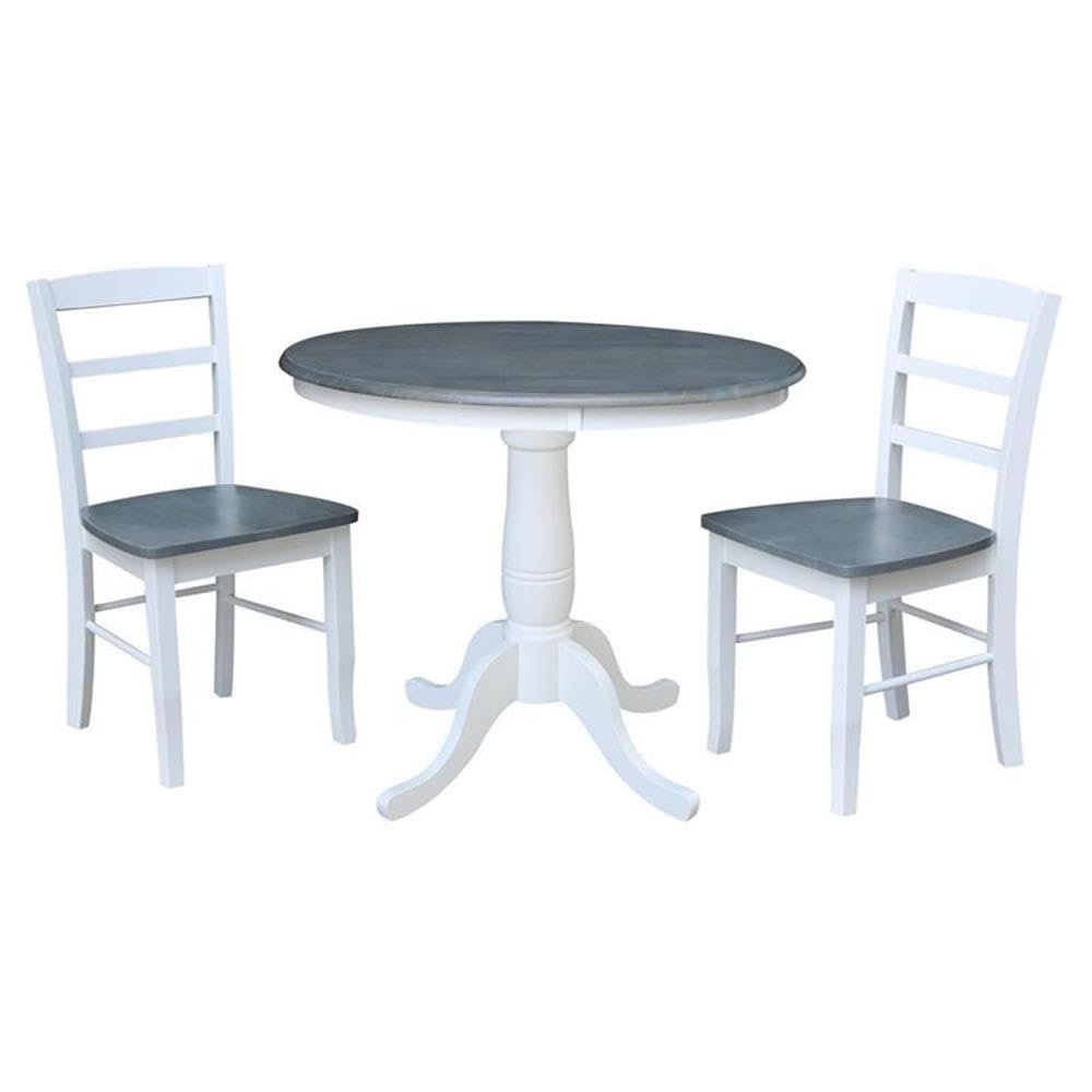 IC International Concepts 36" Round Pedestal Dining Table with 2 Madrid LadderBack Chairs
