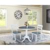 IC International Concepts 36" Round Pedestal Dining Table with 2 Madrid LadderBack Chairs view 2