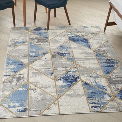 Nourison Home Elation Grey Multicolor 4' x 6' Area Rug - Easy Clean, Non Shedding, Bed Room, Living Room, Dining Room, Kitchen (4' x 6')