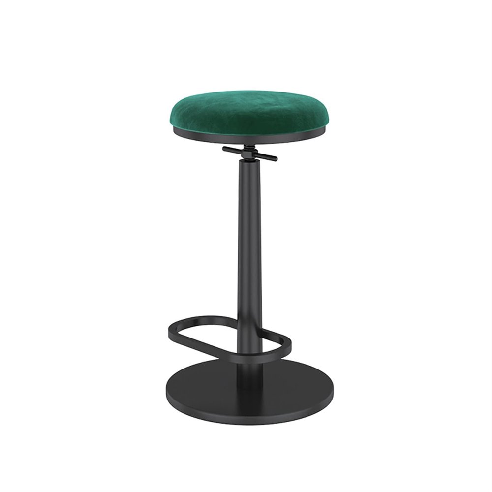 Wrought Iron Backless Bar Stool, Counter Height Adjustable Kitchen Island Chair, Swivel High Chair, Flannel With Footrest, Bistro, Breakfast Restaurant Stool, Height 25.5" - 31.5" ( Color : Green )