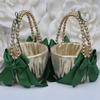 Two Flower Girl Basket ONLY, Wedding Baskets, Pearl Handle Baskets, Gold Basket view 1