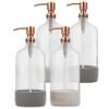 32 oz Glass Pump Bottle Rustproof Stainless Steel Pump, Funnel, and Lids. Modern Farmhouse Vintage Jar, Large Glass Shampoo Bottles with Pump and Laundry Soap Dispenser - Rose Gold view 1