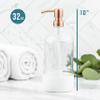 32 oz Glass Pump Bottle Rustproof Stainless Steel Pump, Funnel, and Lids. Modern Farmhouse Vintage Jar, Large Glass Shampoo Bottles with Pump and Laundry Soap Dispenser - Rose Gold view 2