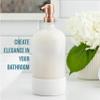 32 oz Glass Pump Bottle Rustproof Stainless Steel Pump, Funnel, and Lids. Modern Farmhouse Vintage Jar, Large Glass Shampoo Bottles with Pump and Laundry Soap Dispenser - Rose Gold view 3