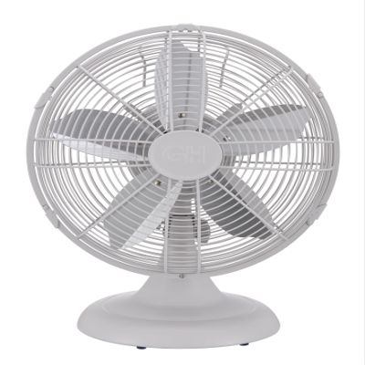 Good Housekeeping All-Metal 12" Retro Table Fan in Matte White