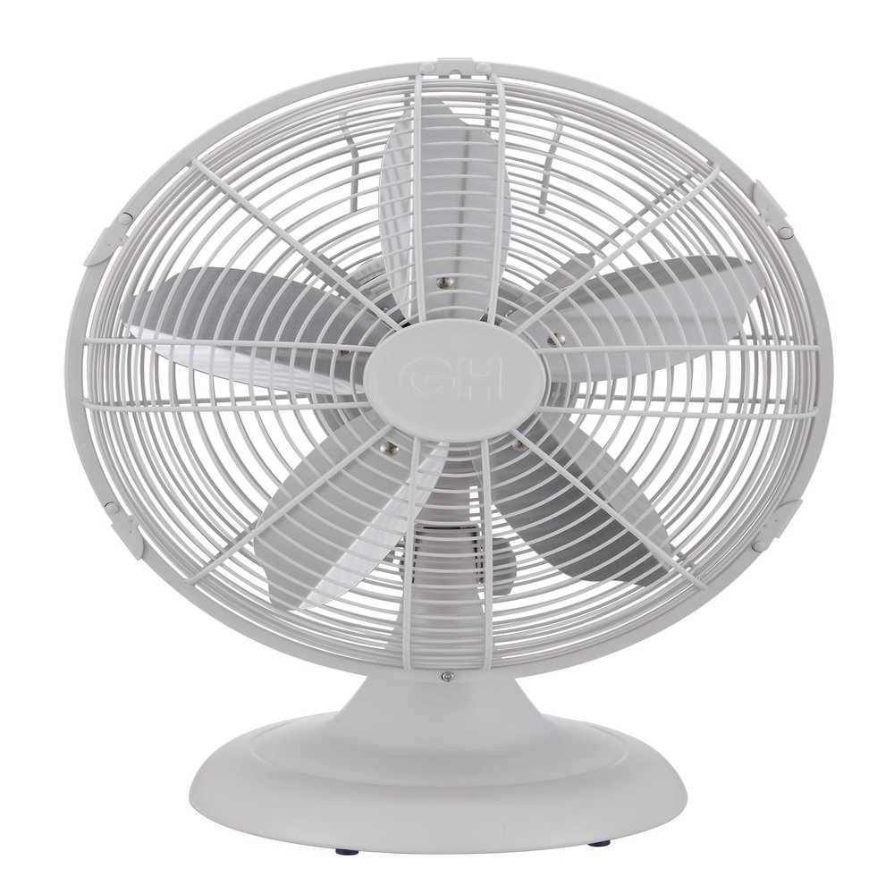 Good Housekeeping All-Metal 12" Retro Table Fan in Matte White