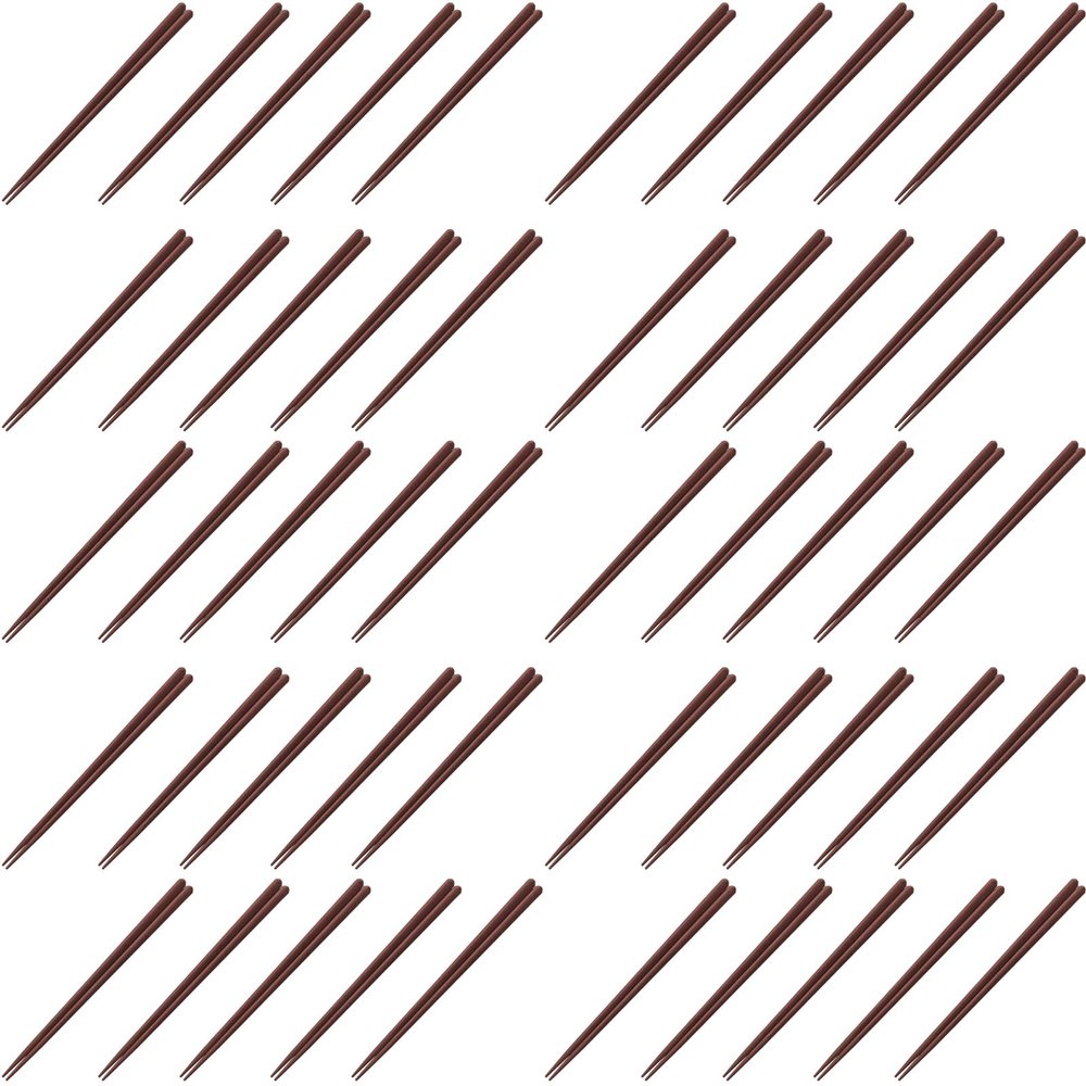 Fukui Craft Chopsticks, PBT Resin Chopsticks, Made in Japan, Dishwasher Safe, Round Headed Square Wood Grain, Brown, 8.9 inches (22.5 cm), Made in Japan (50 Pairs)