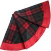 ZHENYANG CAREG Extra Large 50" Plaid Christmas Tree Skirt with Suede Border Red view 1