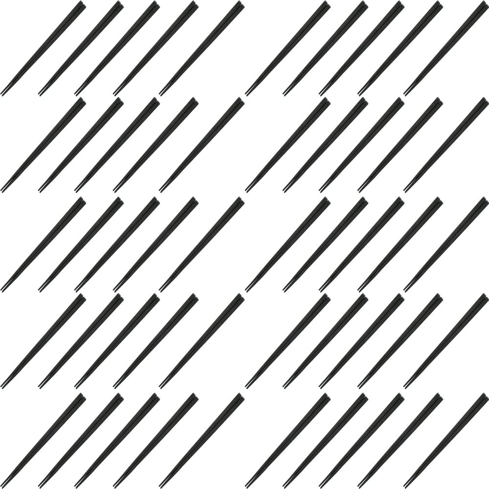 Fukui Craft Chopsticks, SPS Resin Chopsticks, Made in Japan, Dishwasher Safe, Chamfer Square Chopsticks, Black, 8.3 inches (21.0 cm), Made in Japan (50 Pairs)