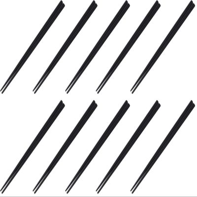 Fukui Craft SPS Resin Chopsticks, Made in Japan, Dishwasher Safe, Ebisu Muscle Square Chopsticks, Black, 8.9 inches (22.5 cm), Set of 10 Pairs
