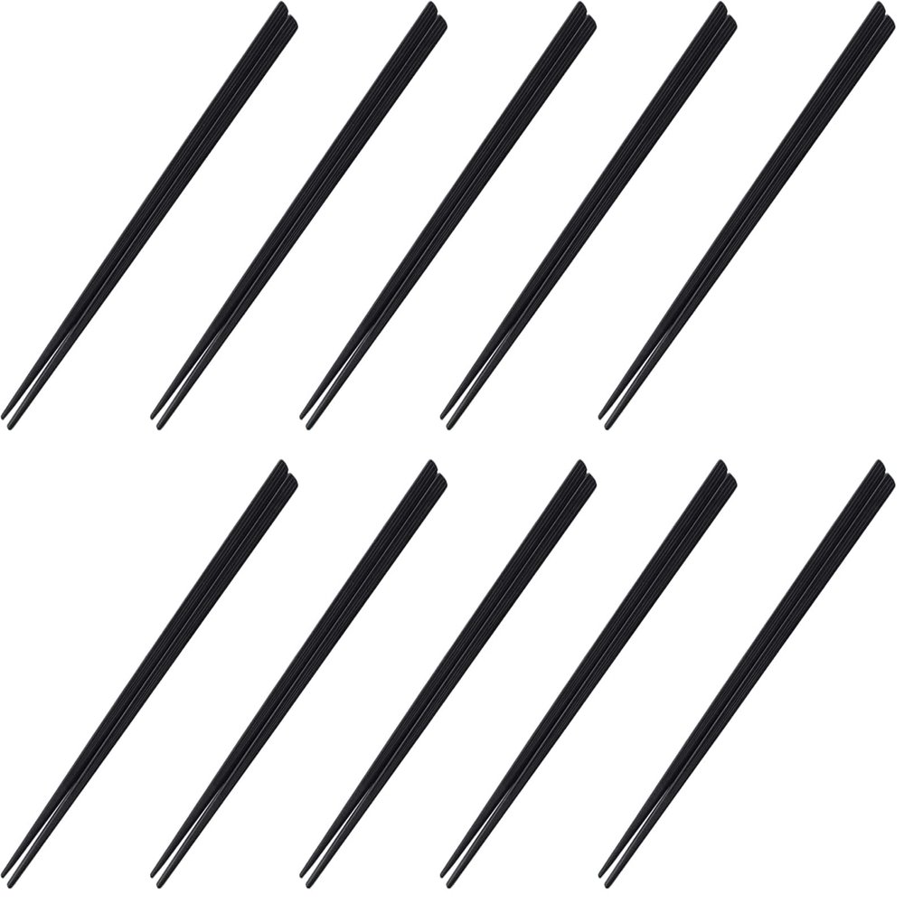 Fukui Craft SPS Resin Chopsticks, Made in Japan, Dishwasher Safe, Ebisu Muscle Square Chopsticks, Black, 8.9 inches (22.5 cm), Set of 10 Pairs