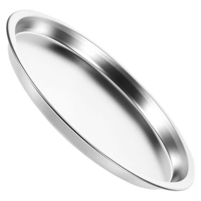 Hemoton Metal Tray Steel Plates Stainless Steel Dinner Plate Metal Round Feeding Dishes for BBQ Steak Outdoor Camping 16cm Snack Dish Snack Tray