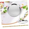 Hemoton Metal Tray Steel Plates Stainless Steel Dinner Plate Metal Round Feeding Dishes for BBQ Steak Outdoor Camping 16cm Snack Dish Snack Tray view 3