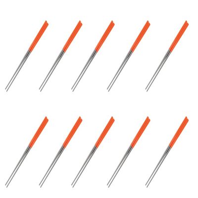 Fukui Craft Chopsticks, Stainless Steel Metal Chopsticks for Direct Fire, Made in Korea, Hollow Chopsticks, Orange, 9.4 inches (24 cm), 10 Pairs