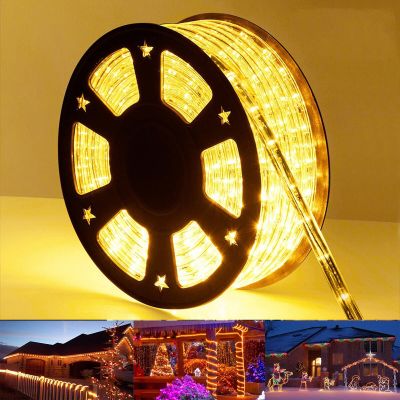 50ft 360 LED Rope Lights Outdoor, Connectable and Flexible Tube Lights with 8 Modes, Waterproof Indoor Outdoor LED Rope Lighting for Deck, Garden, Pool, Patio, Indoor Outdoor Decorations (Warm White)