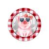 Pink Pig with Bow Tie Round Metal Sign Irish Decor Farmhouse Plaid Metal Wreath Signs Welcome Sign Metal Wall Art March 17 Home Decor for Living Room Porch Bedroom Housewarming Gift,9'' view 1