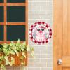 Pink Pig with Bow Tie Round Metal Sign Irish Decor Farmhouse Plaid Metal Wreath Signs Welcome Sign Metal Wall Art March 17 Home Decor for Living Room Porch Bedroom Housewarming Gift,9'' view 2