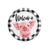 Funny Farm Pig Round Metal Sign Irish Decor Farmhouse Plaid Metal Wreath Signs Welcome Sign Metal Wall Art March 17 Home Decor for Living Room Porch Bedroom Housewarming Gift,9'' view 1