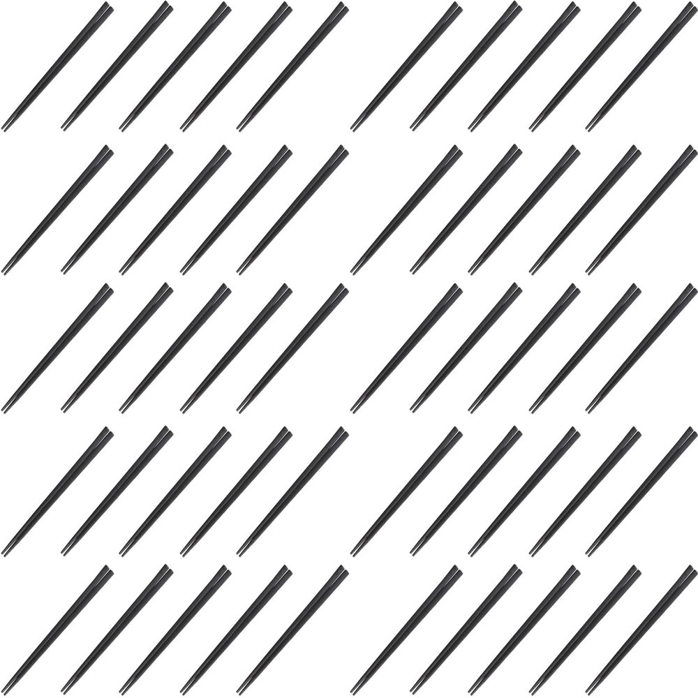 Fukui Craft Chopsticks, PBT Resin Chopsticks, Made in Japan, Dishwasher Safe, Thick Square Chopsticks, Black, 8.9 inches (22.5 cm), Made in Japan (50 Pairs)