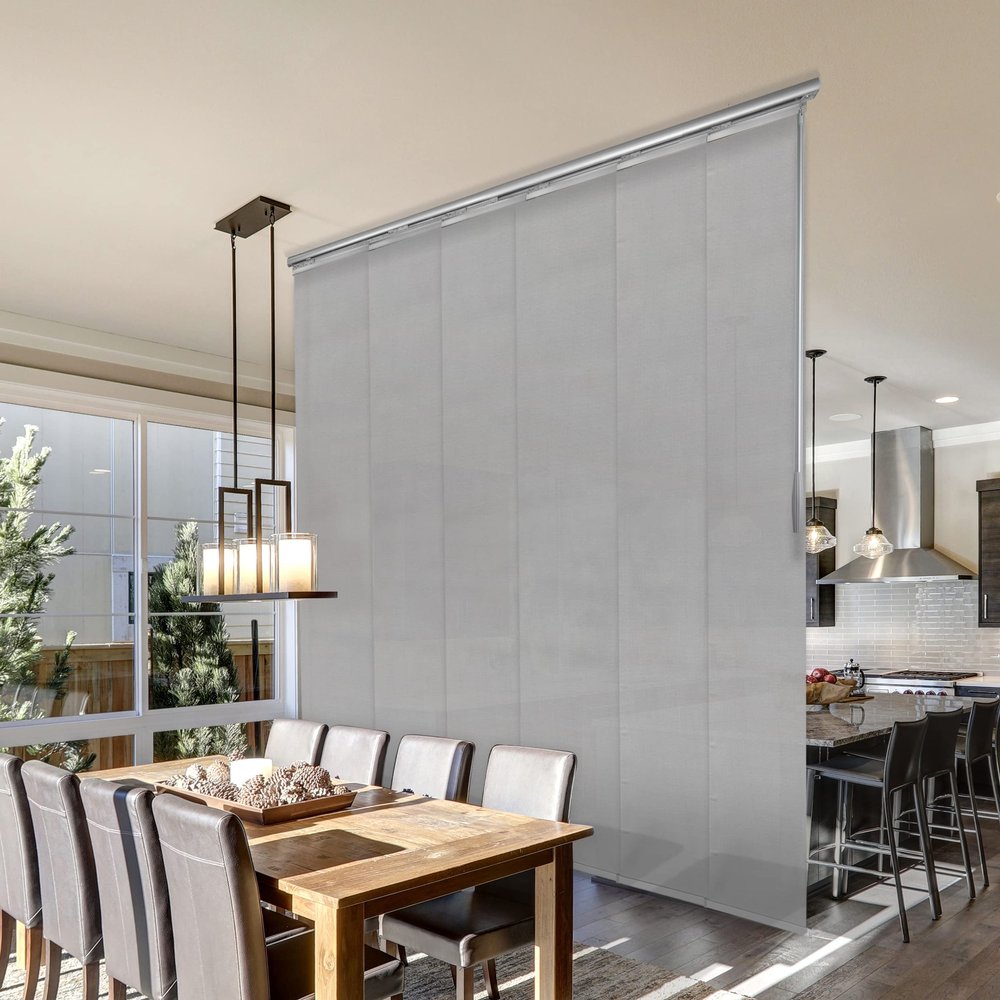 A&F Rod Dcor - Patterned Iceberg 6-Panel Single Rail Panel Track Room Divider Extendable 48"-84" W x 91.4" H, Panel Width 15.75"