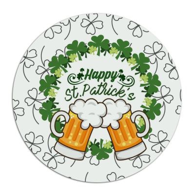 Happy St Patrick's Day Beer Round Metal Sign Irish Decor Metal Wreath Signs Welcome Sign Metal Wall Art March 17 Home Decor for Living Room Porch Bedroom Housewarming Gift,12''