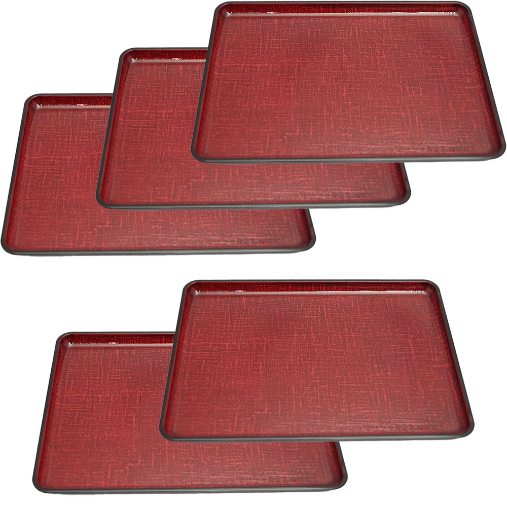 [Amazon.co.jp Limited] Fukui Craft Tabletop Tray and Bon, Non-Slip Treatment, Made in Japan, Dishwasher Safe, Heat Resistant, Long Hand Saver Bin, Storage Basket, 5 Pieces, Commercial Use Set