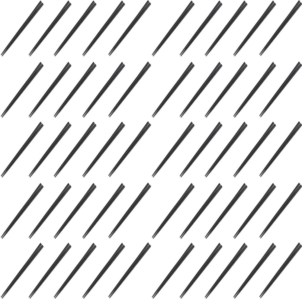 Fukui Craft Chopsticks, PBT Resin Chopsticks, Made in Japan, Dishwasher Safe, Thick Square Chopsticks, Black, 8.3 inches (21.0 cm), Made in Japan (50 Pairs)