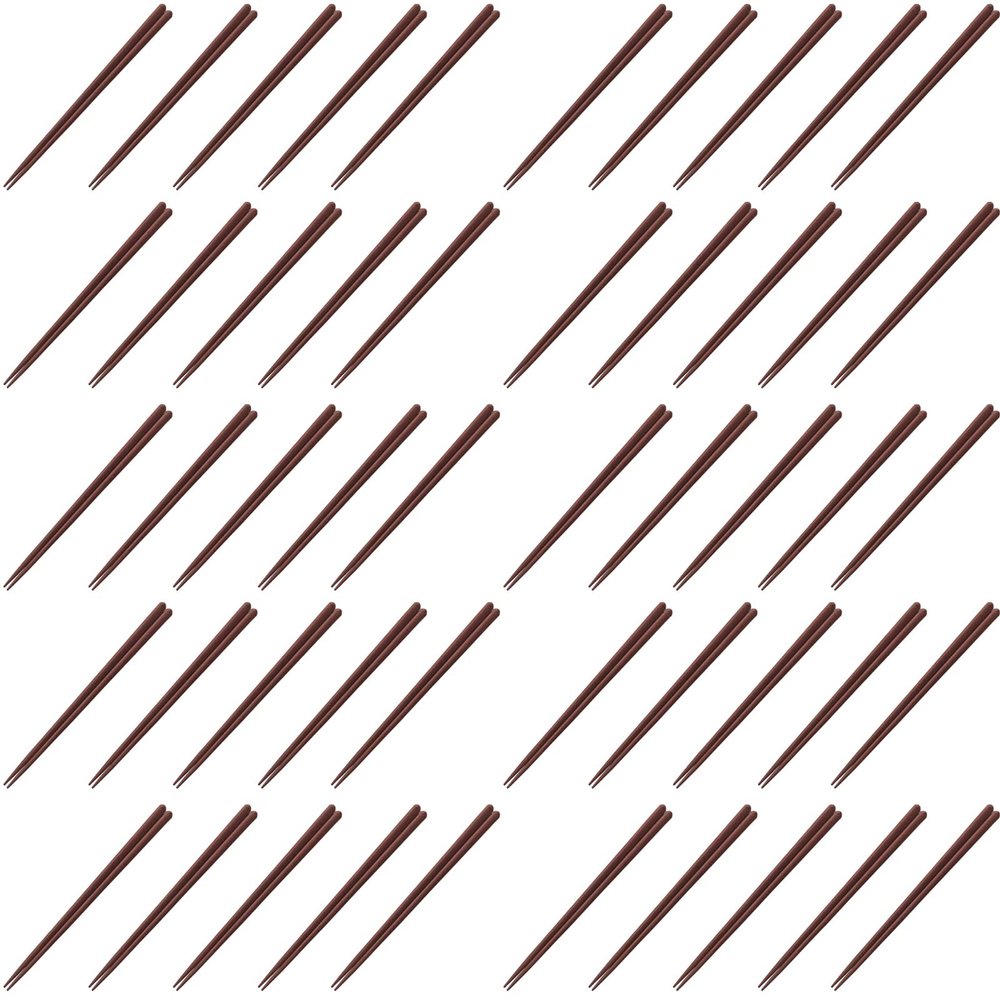 Fukui Craft Chopsticks, PBT Resin Chopsticks, Made in Japan, Dishwasher Safe, Round Headed Square Wood Grain, Brown, 8.3 inches (21.0 cm), Made in Japan (50 Pairs)