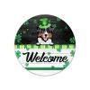 Bernese Mountain Dog Round Metal Sign Irish Decor Bernese Mountain Dog Metal Wreath Signs Welcome Sign Metal Wall Art March 17 Home Decor for Living Room Porch Housewarming Gift,9'' view 1