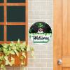 Bernese Mountain Dog Round Metal Sign Irish Decor Bernese Mountain Dog Metal Wreath Signs Welcome Sign Metal Wall Art March 17 Home Decor for Living Room Porch Housewarming Gift,9'' view 2