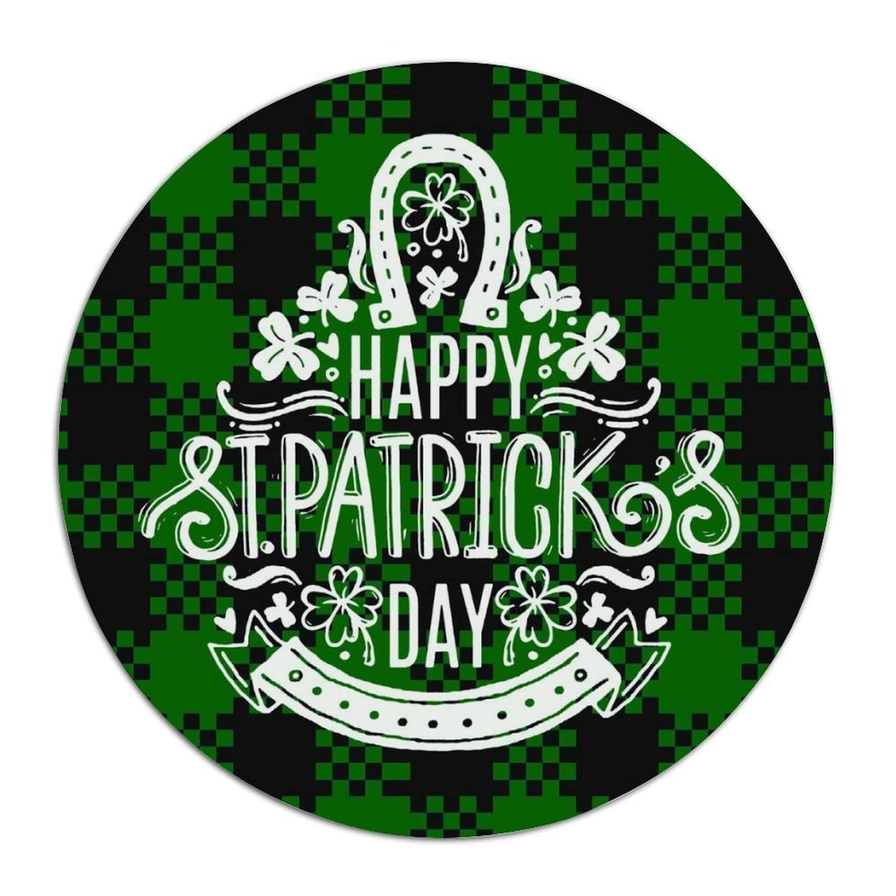 Green Plaid Horseshoe Round Metal Sign Irish Decor St Patrick's Day Metal Wreath Signs Welcome Sign Metal Wall Art March 17 Home Decor for Living Room Porch Bedroom Housewarming Gift,9''