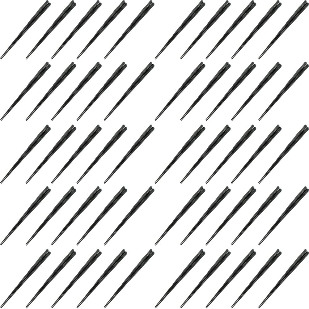 Fukui Craft Chopsticks, SPS Resin Chopsticks, Made in Japan, Dishwasher Safe, Hex Sword, Carved Chopsticks, Black, 9.4 inches (24.0 cm), Made in Japan (50 Pairs)