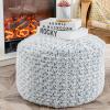 Asuprui Grey Pouf Ottoman Unstuffed Foot Rest 20x20x12 Inches Round Ottoman Pouf NO Filler Floor Poof Bean Bag Chair Foldable Floor Chair Storage for Living Room Bedroom Light Grey Cover ONLY view 1