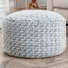 Asuprui Grey Pouf Ottoman Unstuffed Foot Rest 20x20x12 Inches Round Ottoman Pouf NO Filler Floor Poof Bean Bag Chair Foldable Floor Chair Storage for Living Room Bedroom Light Grey Cover ONLY view 2