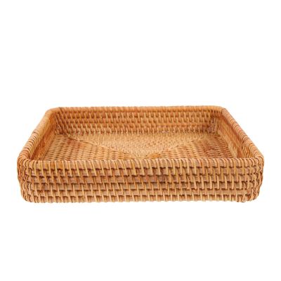VOSAREA Braided Rattan Storage Basket Handwoven Toiletries Holder for Bathroom Living Room Office Natural Stylish Home Decor