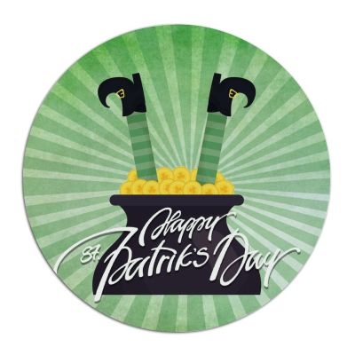 Happy St Patrick's Day Upside Down in Gold Coins Round Metal Sign Irish Decor Metal Wreath Signs Welcome Sign Metal Wall Art Home Decor for Living Room Porch Bedroom Housewarming Gift,9''