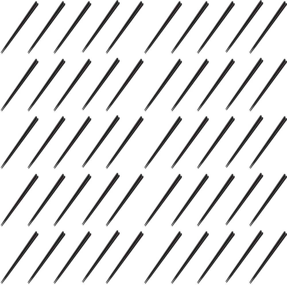 Fukui Craft Chopsticks, PBT Resin Chopsticks, Made in Japan, Dishwasher Safe, Round Headed Square Wood Grain, Black, 8.3 inches (21.0 cm), Made in Japan (50 Pairs)